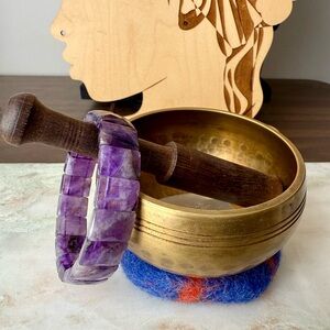 Natural Faceted Purple Amethyst Stone of Spirituality Tile Bracelet